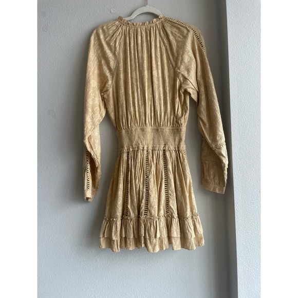 Hemant and Nandita Mavi Mini Dress Smocked Embroidered‎ in Nude Size XS - Picture 7 of 7